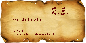 Reich Ervin névjegykártya